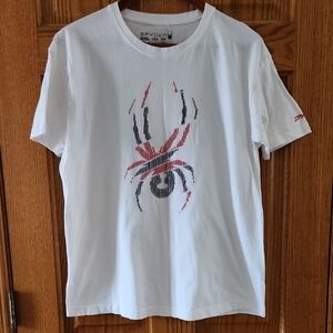 Spyder White Tee with Red and Blue Graphic